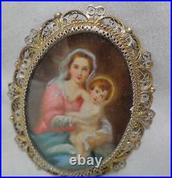 Victorian 800 Hand Painted Beautiful Cameo W, Mother & Baby Signed Yullin
