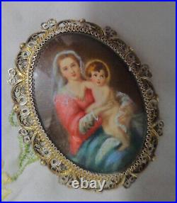 Victorian 800 Hand Painted Beautiful Cameo W, Mother & Baby Signed Yullin