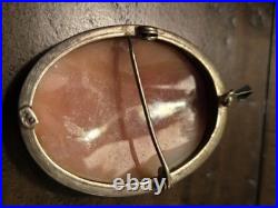 Victorian 900 Silver Case Hand Carved Shell Cameo Brooch Pendant, Pin Nice
