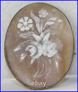 Victorian Antique Blooming Flower Cameo Pin Bouquet 1870's