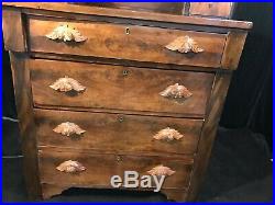 Victorian Antique Chest Of Drawers Dresser Buffet Hand Carved Pulls Tongue/Goove