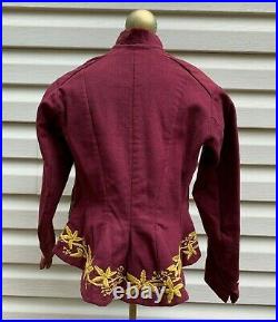 Victorian Antique French Bodice Woman's Corseted Jacket Hand Embroidery Ladies