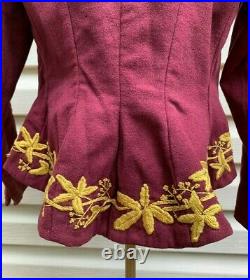 Victorian Antique French Bodice Woman's Corseted Jacket Hand Embroidery Ladies