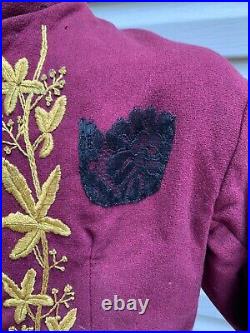 Victorian Antique French Bodice Woman's Corseted Jacket Hand Embroidery Ladies