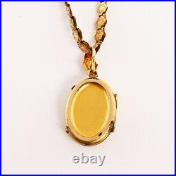 Victorian Antique Gold Filled Engraved Locket Book Chain Pendant Necklace 18