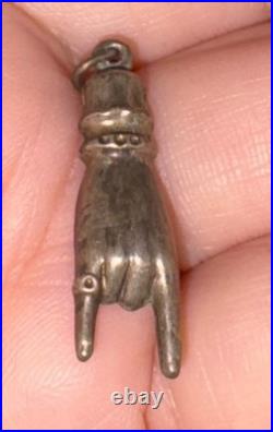 Victorian Antique Hand Jewel Ring Talisman Charm RARE Estate Heirloom Pendant