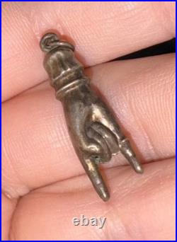 Victorian Antique Hand Jewel Ring Talisman Charm RARE Estate Heirloom Pendant