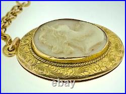 Victorian Antique Lrg. 10kt Yellow Gold Hand Engraved Shell Cameo Locket Pendant