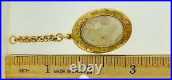 Victorian Antique Lrg. 10kt Yellow Gold Hand Engraved Shell Cameo Locket Pendant