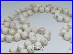 Victorian Antique Natural Angel Skin Coral Beaded Necklace Hand Knotted Rose