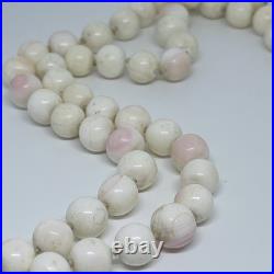 Victorian Antique Natural Angel Skin Coral Beaded Necklace Hand Knotted Rose