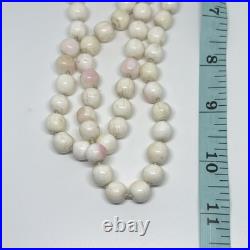 Victorian Antique Natural Angel Skin Coral Beaded Necklace Hand Knotted Rose