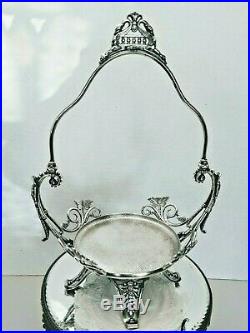 Victorian Art Glass Bride Basket enamel, hand blown, J W Tufts EXCELLENT NR