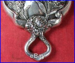 Victorian Art Nouveau Sterling Silver Hand Mirror Vintage STUNNING