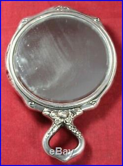 Victorian Art Nouveau Sterling Silver Hand Mirror Vintage STUNNING