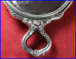 Victorian Art Nouveau Sterling Silver Hand Mirror Vintage STUNNING