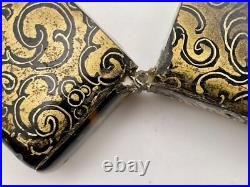 Victorian Black & Gold Hand Painted Floral Design Lacquer Calling Card Case