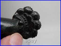 Victorian Black Gutta Percha Hand With Rose Flower Mourning Brooch Pin