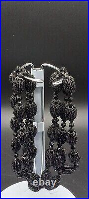 Victorian Black Mourning Necklace Hand Beaded Graduated Balls 50