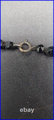 Victorian Black Mourning Necklace Hand Beaded Graduated Balls 50