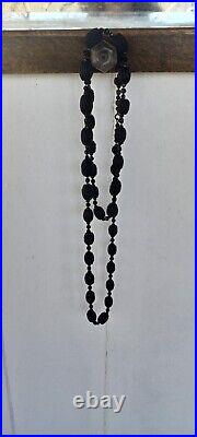 Victorian Black Mourning Necklace Hand Beaded Graduated Balls 50