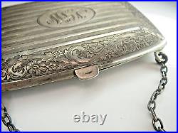 Victorian Blackington Sterling Silver Compact Hand Bag with Engravings