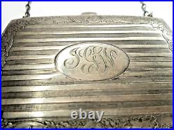 Victorian Blackington Sterling Silver Compact Hand Bag with Engravings