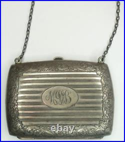 Victorian Blackington Sterling Silver Compact Hand Bag with Engravings