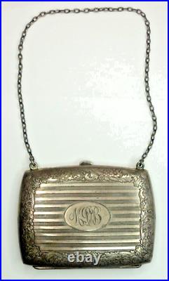 Victorian Blackington Sterling Silver Compact Hand Bag with Engravings