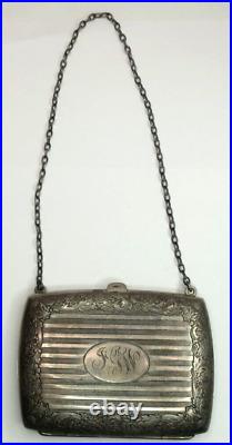 Victorian Blackington Sterling Silver Compact Hand Bag with Engravings