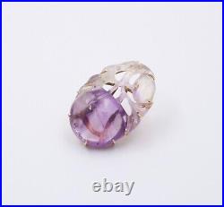 Victorian Blended Color Hand Carved Amethyst Brooch Pin