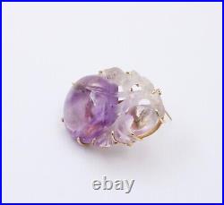 Victorian Blended Color Hand Carved Amethyst Brooch Pin