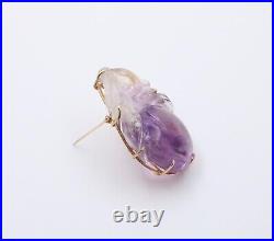 Victorian Blended Color Hand Carved Amethyst Brooch Pin