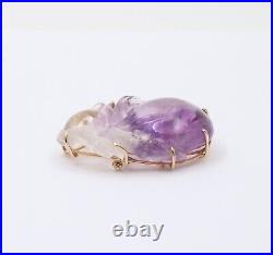 Victorian Blended Color Hand Carved Amethyst Brooch Pin