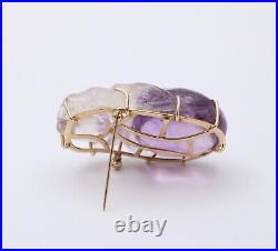 Victorian Blended Color Hand Carved Amethyst Brooch Pin