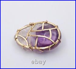 Victorian Blended Color Hand Carved Amethyst Brooch Pin