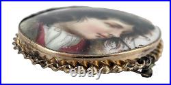 Victorian Brooch Hand-Painted on Porcelain from Austria