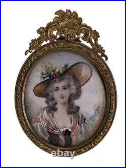 Victorian Brooch on a Stand, Hand-Painted on Porcelain and Signed