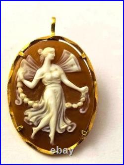 Victorian Cameo Pin in 14k Gold, 1910's, Vintage Jewelry