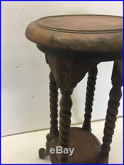 Victorian Carved Hand Made Mahogany WoodOpen Barley 2 Twist Plant Stand Table