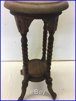 Victorian Carved Hand Made Mahogany WoodOpen Barley 2 Twist Plant Stand Table