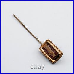 Victorian Classic 9k Rose Gold HardStone Hand Craved Cameo of Goddess Stick Pin