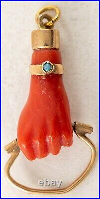 Victorian Coral Hand Pendant, circa 1880