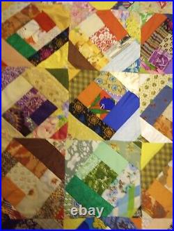 Victorian Crazy QUILT Masterpiece MCM Amish Embellished 77x67 Geometric Mod