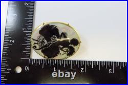 Victorian Dancing Woman Silhouette Cameo Brooch Hand Painted Luster Porcelain