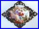 Victorian Dress Fur Clip Sash Pin Brooch Hand Painted Porcelain Brass Filigree