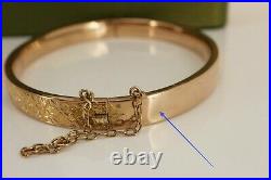 Victorian / Edwardian 9ct Rose Gold Hand Engraved Bangle Bracelet. NICE1