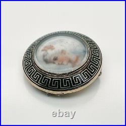 Victorian Enameled & 10 Karat Gold Hand Painted Portrait Brooch or Pendant VR