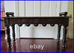 Victorian English Gothic Hall Window Bench Hand Carved