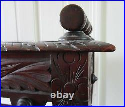 Victorian English Gothic Hall Window Bench Hand Carved
